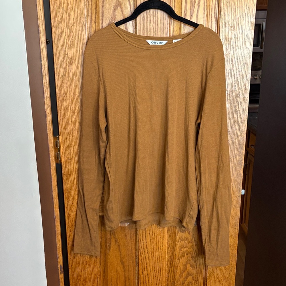 Orvis Tan Long Sleeve Shirt Size L